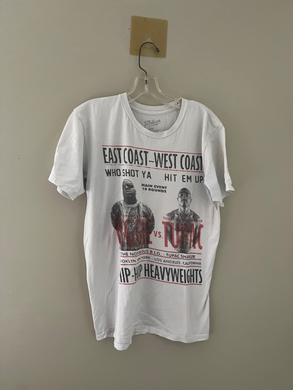 Biggie vs Tupac Hip Hop Heavyweights Graphic Tee White Medium
